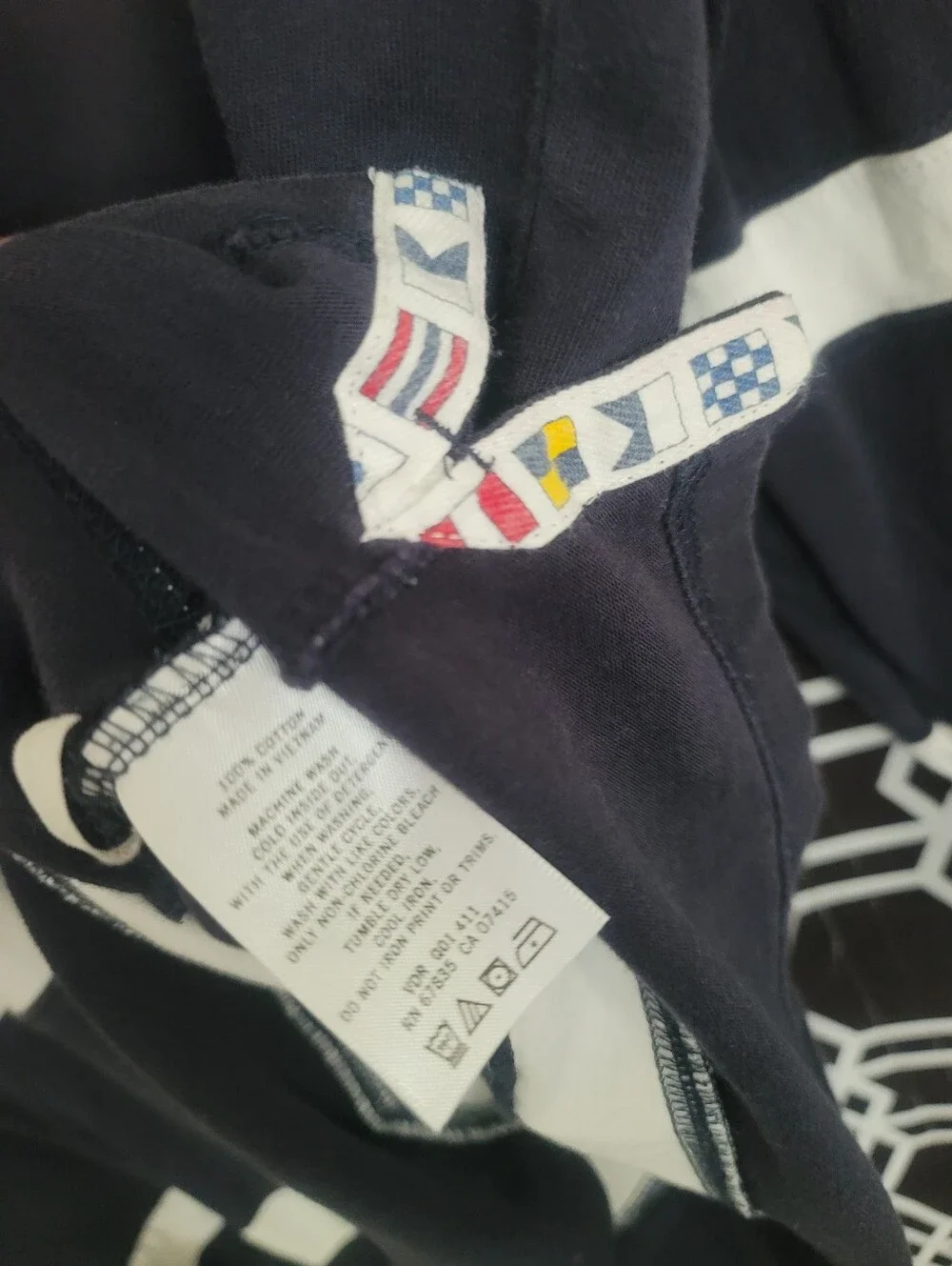 Nautica Men’s Navy and White Striped Zip-Up Rugby Pullover